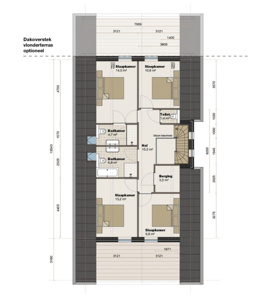 Plattegrond Roerdomp 1e verdieping